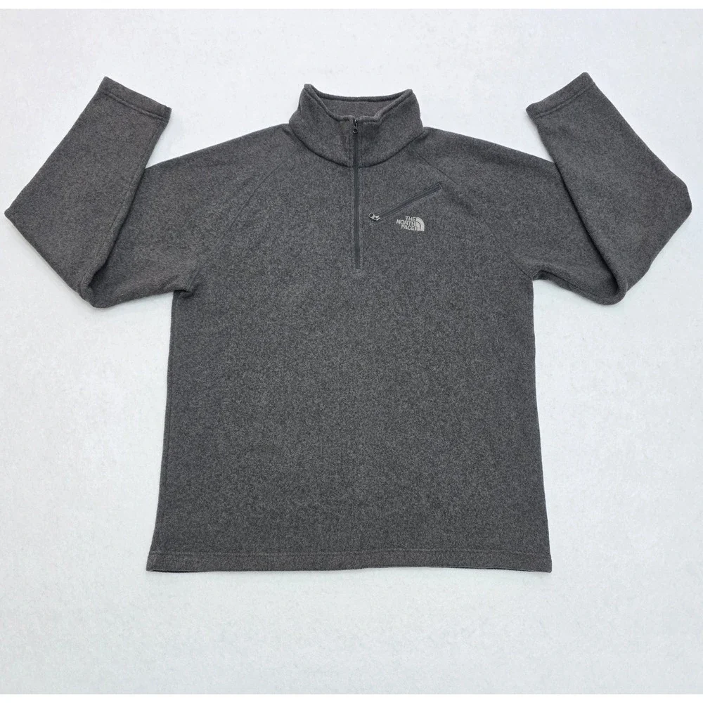 The North Face Mens Large Gray Quarter Zip Fleece Pullover Sweater Jacket